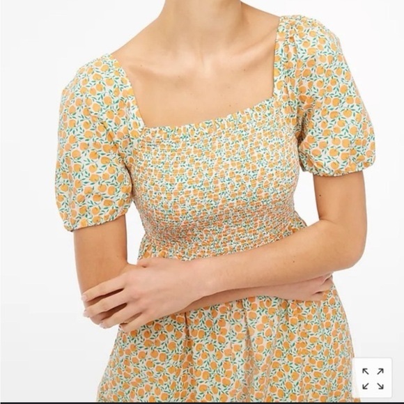 J. Crew Dresses & Skirts - J. Crew Orange and Green Smocked Peach Dress